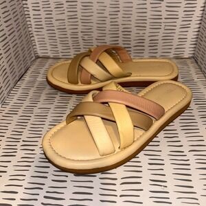 Madewell The Leeandra Slide Sandals Buttered Scone Multi Leather Crisscross 8.5